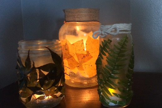 Make Fall Leaf Decoupage Lanterns and Vases